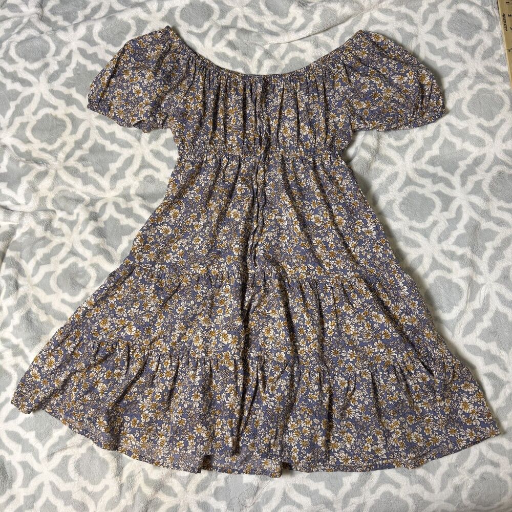 Hint of Blush Women's S Purple Floral Tiered Babydoll Mini Dress Boho - Picture 3 of 8